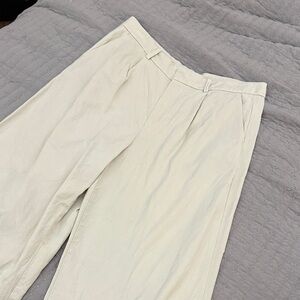 Madewell Women's Cream Cotton/Linen Blend Straight Leg Trousers